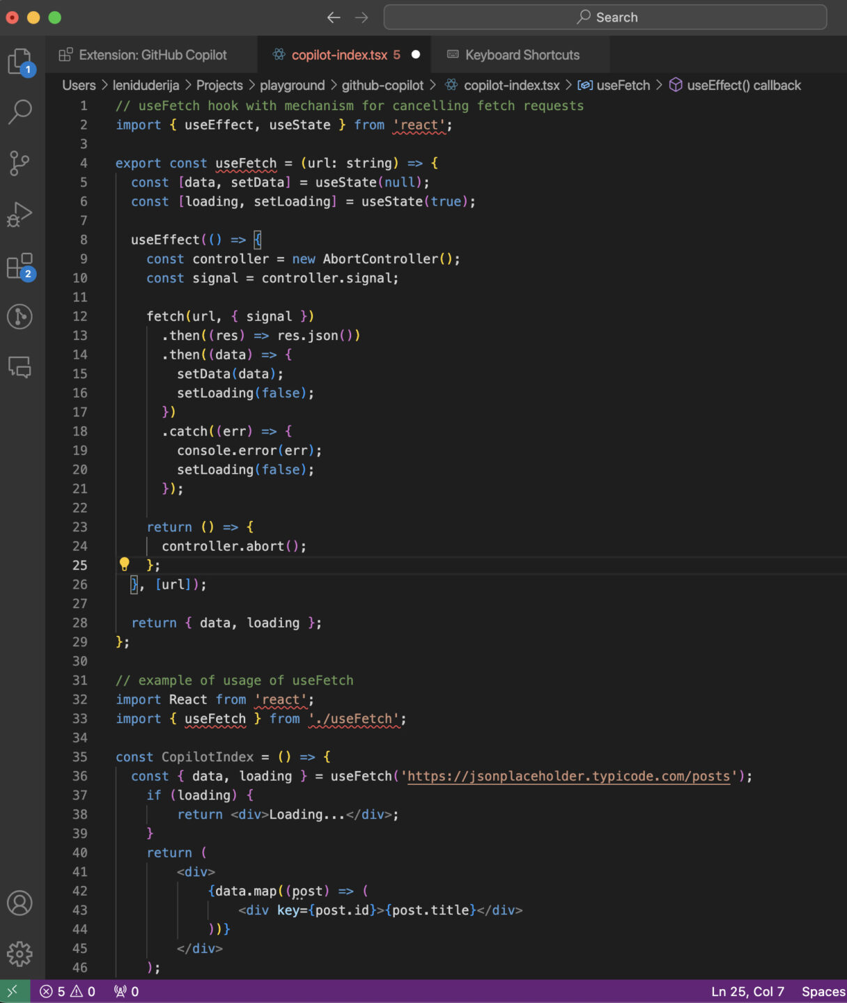Example 10: UseFetch Hook with Cancellation Mechanism and Usage Example