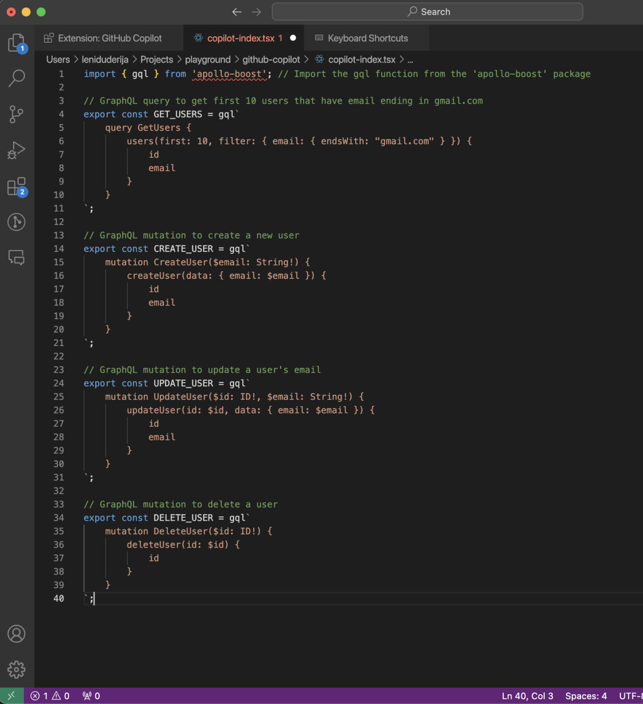 Example 14: Handling GraphQL Queries and Mutations with Copilot 