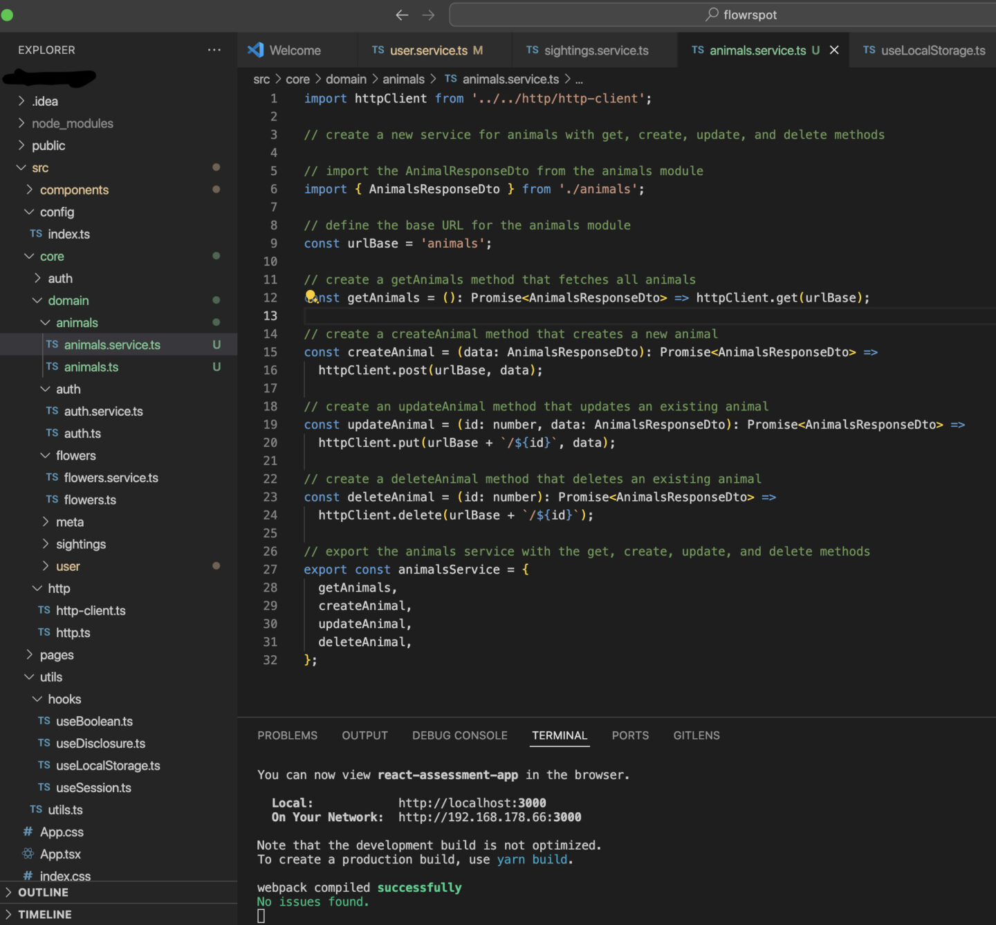 Example 15: New Service Generated with Comments 