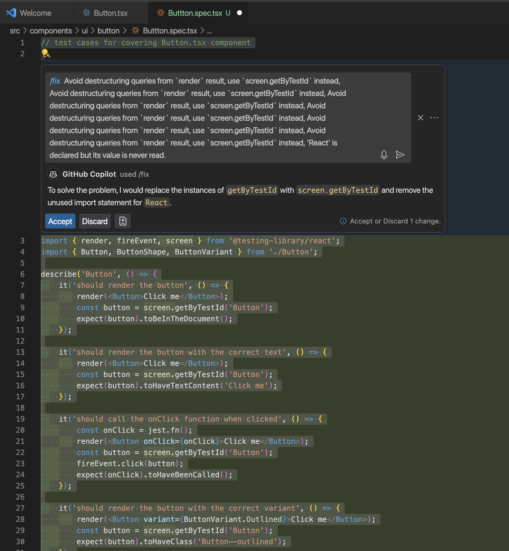 Example 22: Correcting Usage of Test Method