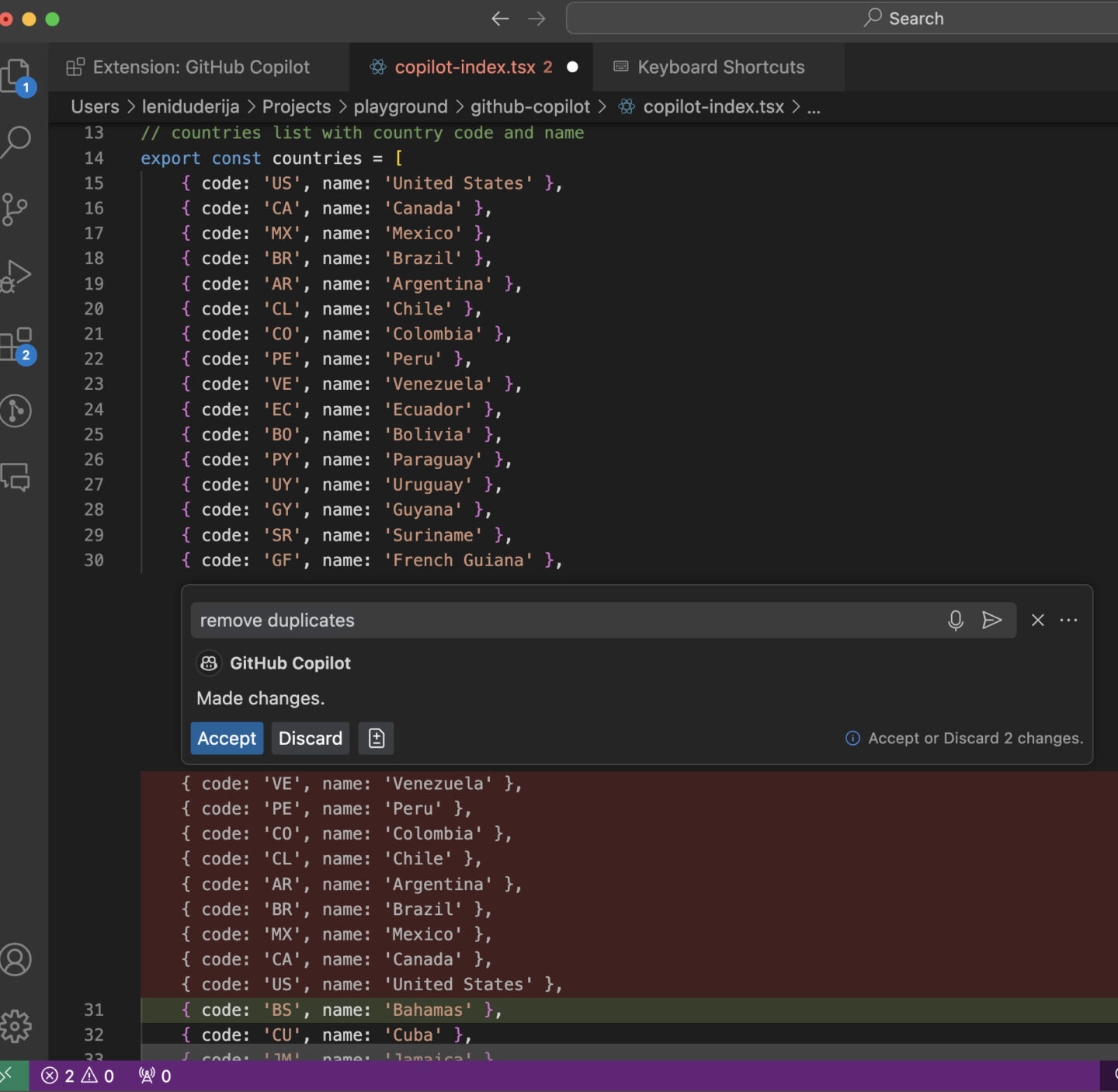 Example 6: Removing Duplicates from an Array with Copilot 